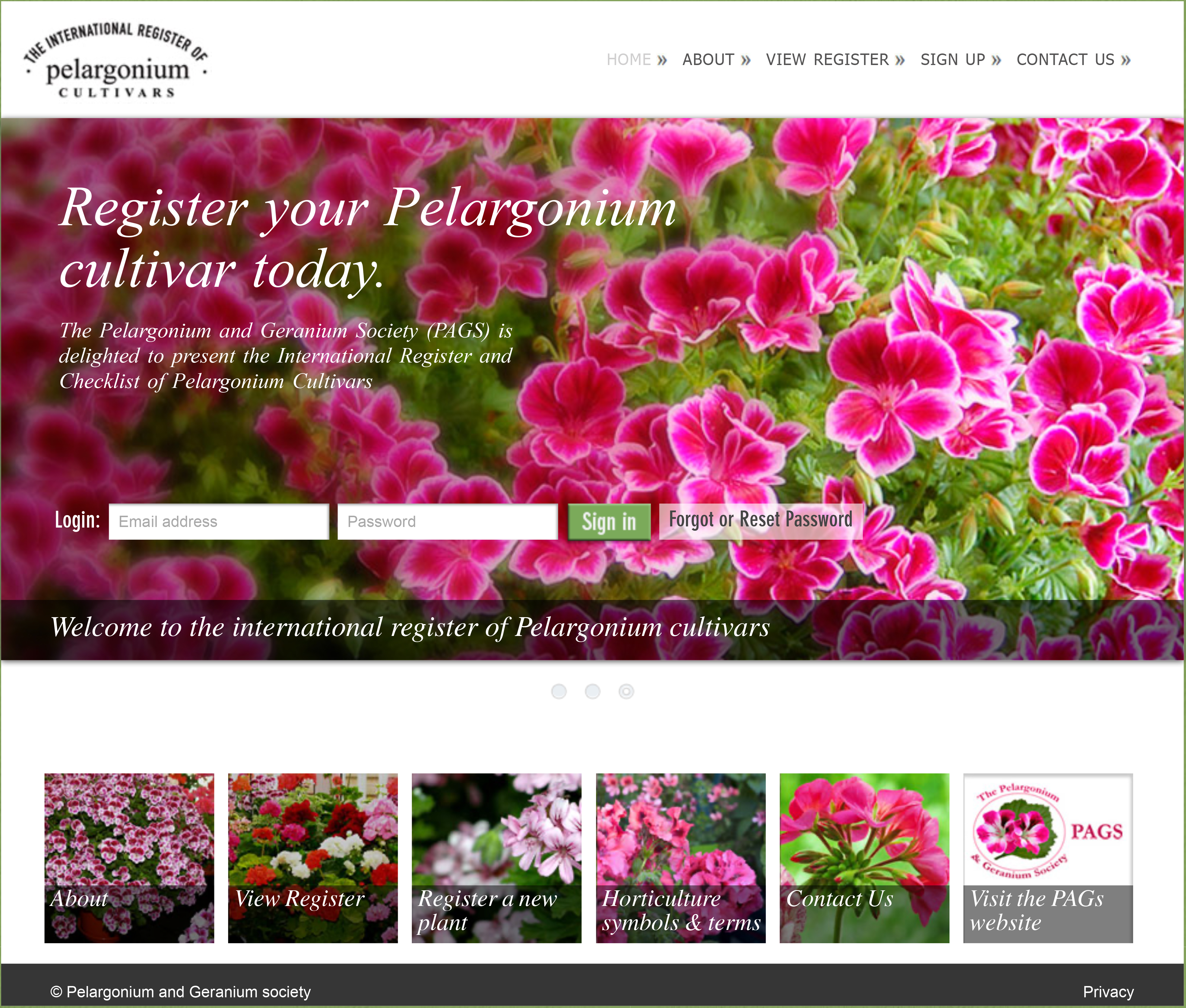 The Pelargonium Register